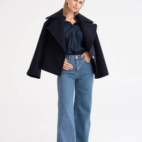 Boxy Mantel in Tiefseeblau