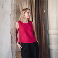 Top aus Leinen mit überlappende Rückenpartie "Santa"