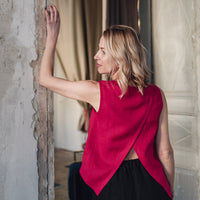 Top aus Leinen mit überlappende Rückenpartie "Santa"