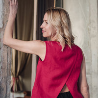 Top aus Leinen mit überlappende Rückenpartie "Santa"