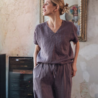 Leinen Top mit V-Ausschnitt "Lilly"