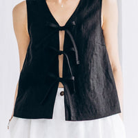 Ärmelloses Leinen Top "Luise" mit Bindebänder - The Baltic Shop