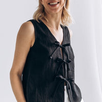 Ärmelloses Leinen Top "Luise" mit Bindebänder - The Baltic Shop