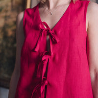 Ärmelloses Leinen Top "Luise" mit Bindebänder - The Baltic Shop