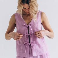 Ärmelloses Leinen Top "Luise" mit Bindebänder - The Baltic Shop