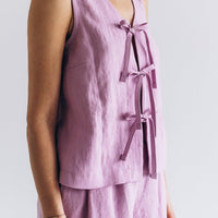 Ärmelloses Leinen Top "Luise" mit Bindebänder - The Baltic Shop