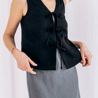 Ärmelloses Leinen Top "Luise" mit Bindebänder - The Baltic Shop