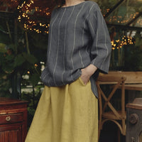 Bilberry Top in Grau mit weiße Streifen - The Baltic Shop