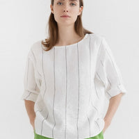 Bilberry Top in weiß - graue Streifen - The Baltic Shop