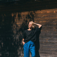 Blaue Shorts aus Leinen mit Seitentasche - The Baltic Shop