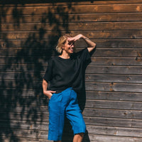 Blaue Shorts aus Leinen mit Seitentasche - The Baltic Shop