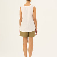 Daffodil V - Neck Leinentop in Weiß - The Baltic Shop