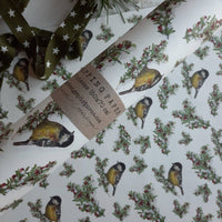 Geschenkpapier, Motiv: Tit Bird, Weiß, 3 Stück - The Baltic Shop