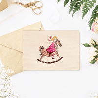 Grußkarte aus Holz - Schaukelpferd - The Baltic Shop