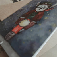 Klappkarte - Hase auf Motorrad - The Baltic Shop