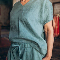 Leinen Top mit V - Ausschnitt "Lilly" - The Baltic Shop