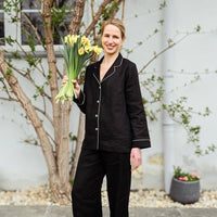 Leinenhemd in Schwarz mit Kragen - The Baltic Shop