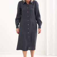 Leinenkleid mit lange Ärmel "Una" AW26 - The Baltic Shop