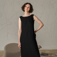 Maxikleid Stella mit offenem Rücken aus Leinen - The Baltic Shop