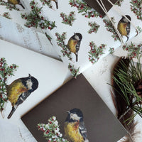 Meisenvogel auf Dunkelgrün, gefaltete Karte - The Baltic Shop