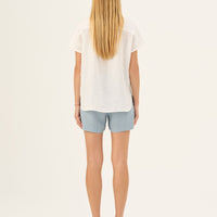 Ärmellose Bluse aus Leinen in weiß "Melody"