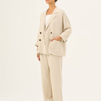 Oversize Damenjacke aus 100 % Leinen in Melange - The Baltic Shop