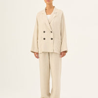 Oversize Damenjacke aus 100 % Leinen in Melange - The Baltic Shop