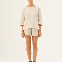 Oversize Leinen Top für Damen in Melange - The Baltic Shop