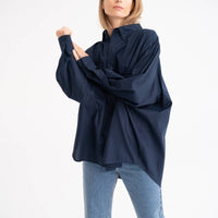 Oversized Hemd aus 100 % Baumwolle – Navy - The Baltic Shop