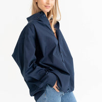 Oversized Hemd aus 100 % Baumwolle – Navy - The Baltic Shop