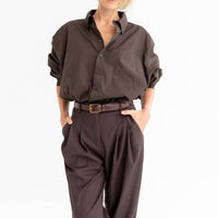 Oversized Hemd aus 100 % Baumwolle – Schokoladenbraun - The Baltic Shop