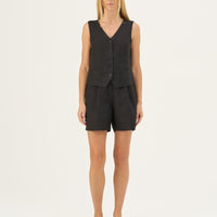 Schwarzes Gilet aus Leinen - The Baltic Shop
