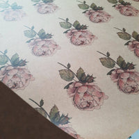 Set mit 3 Stück Vintage Rose Kraft - Geschenkpapier - The Baltic Shop