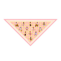 Tuch aus Baumwolle in Gelb - Rosa mit Katzenmotive - The Baltic Shop