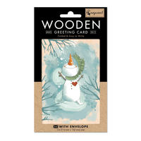 Weihnachtskarte aus Holz - glücklicher Schneemann - The Baltic Shop