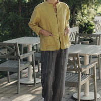 Willow Hose aus Leinen in Grau mit Weiße Streifen - The Baltic Shop