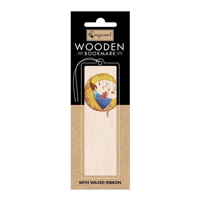 Lesezeichen aus Holz - Mondträume