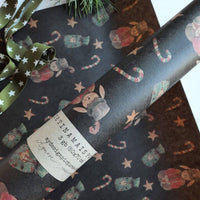 3 - teiliges Geschenkpapier aus Kraftpapier „Christmas Bunny“ - The Baltic Shop