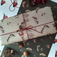 3 - teiliges Geschenkpapier aus Kraftpapier mit Blumenmuster - The Baltic Shop