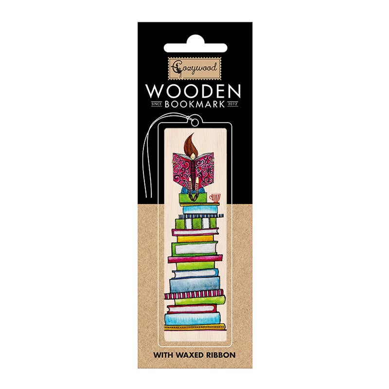 Lesezeichen aus Holz - Bücherwurm
