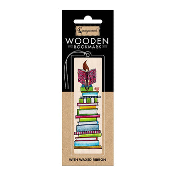 Lesezeichen aus Holz - Bücherwurm