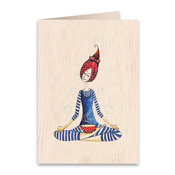 Yoga Grußkarte aus Holz