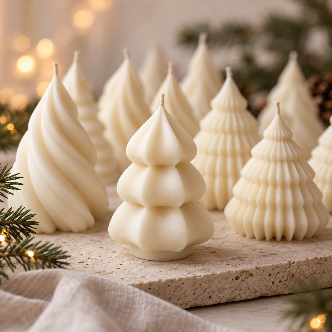 Christbaum-Kerze aus Soja- & Rapswachs