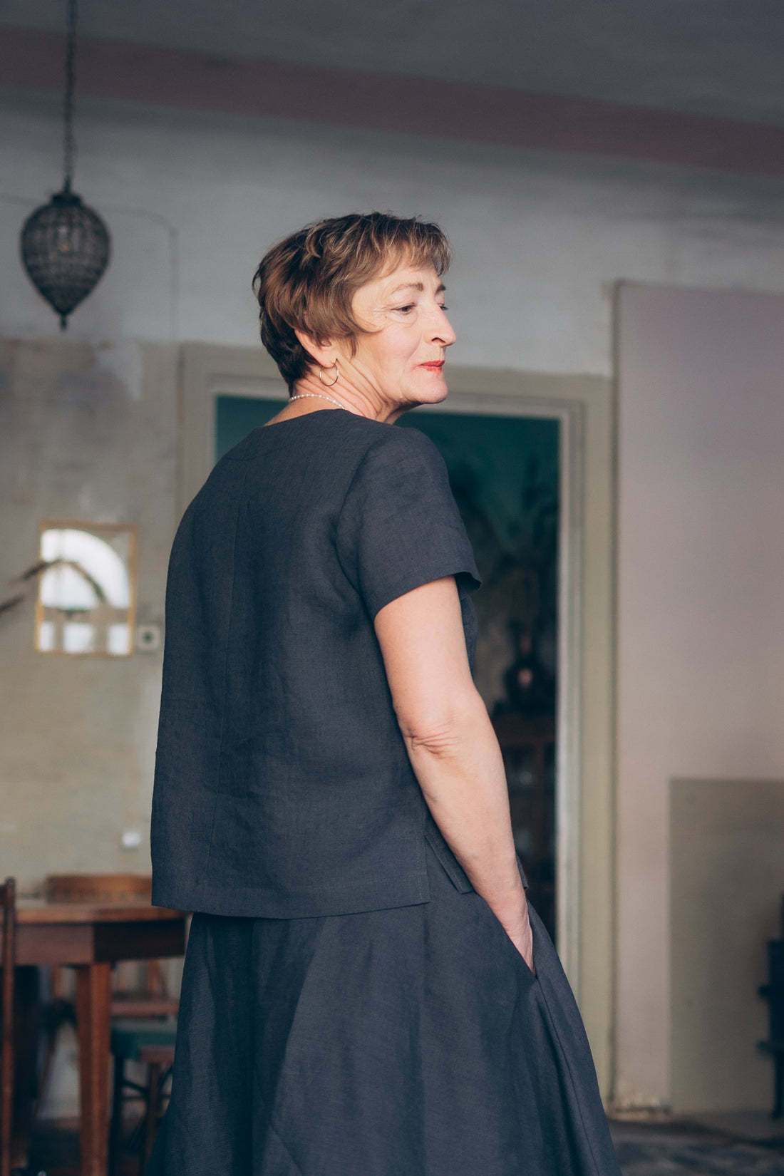 Leinentop mit V-Ausschnitt "Sabine"