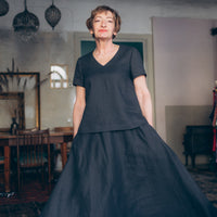 Leinentop mit V-Ausschnitt "Sabine"