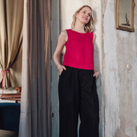 Top aus Leinen mit überlappende Rückenpartie "Santa"