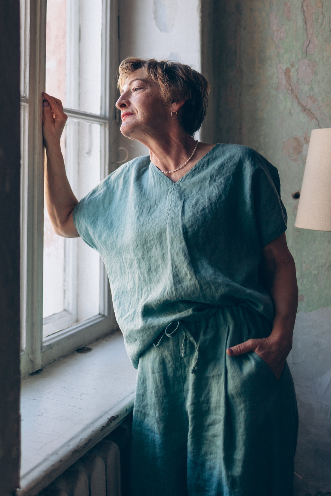 Leinen Top mit V-Ausschnitt "Lilly"