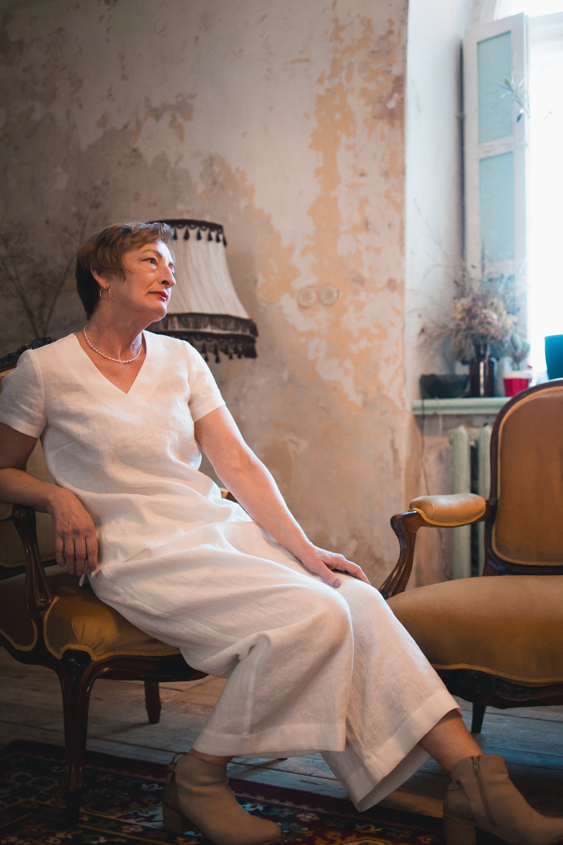 Leinentop mit V-Ausschnitt "Sabine"