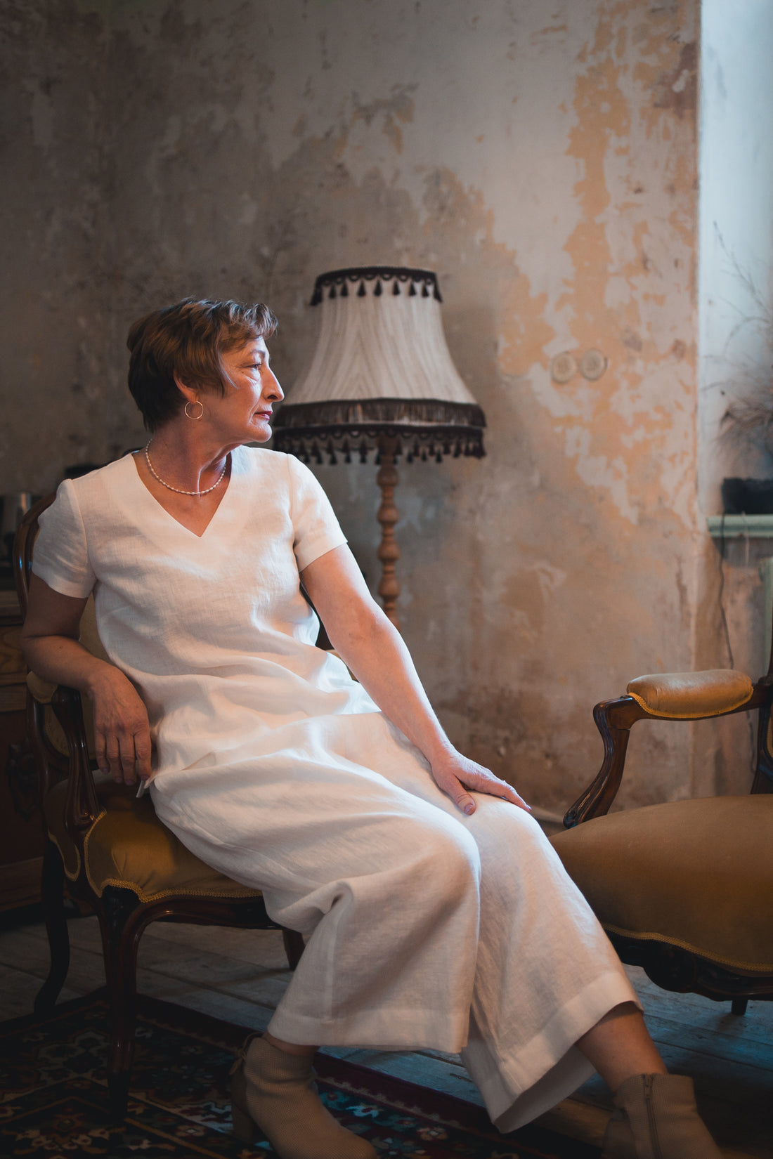 Leinentop mit V-Ausschnitt "Sabine"