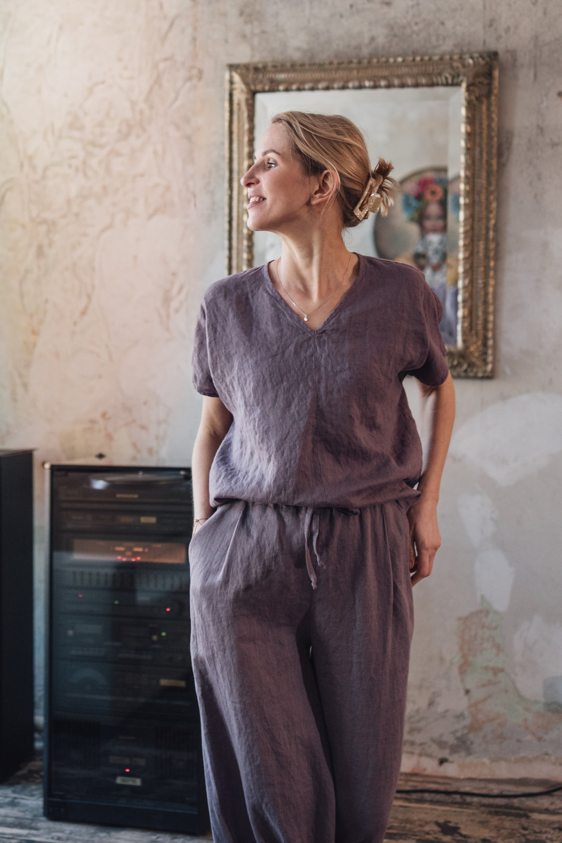 Leinen Top mit V-Ausschnitt "Lilly"